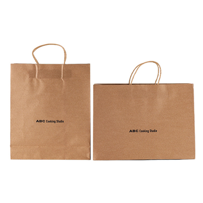 Wholesale Recyclable Kraft Paper Bag Shopping Kraft Paper Bag Custom Printed With Flat Handle