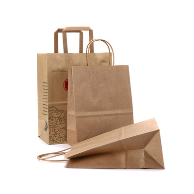 Factory Wholesale Custom Large Capacity Shopping Luxury Brown Food Grade Disposable Paper Bag With Handle