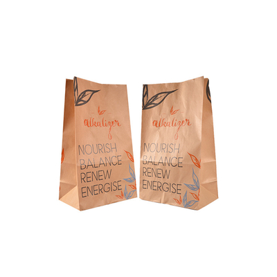 Recyclable Plain White Grocery Small Block Food Packaging Single Bottom Brown Kraft Paper Bags No Handles