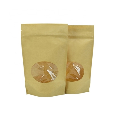 Custom Printed Moisture Proof Food Grade Mylar Reusable Zipper Bags Kraft Paper Bags With Clear Window