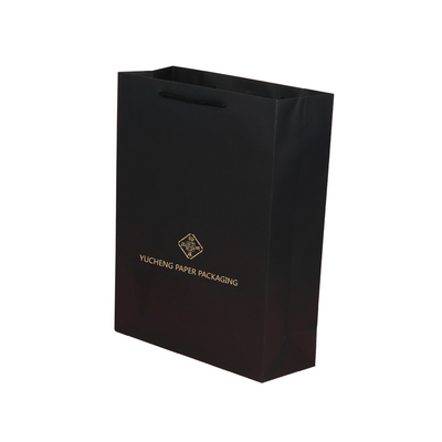 Recycled Materials Custom Black Heavy Duty Large Shopping Paper Bag For Retail Merchandise Clothing Boutique