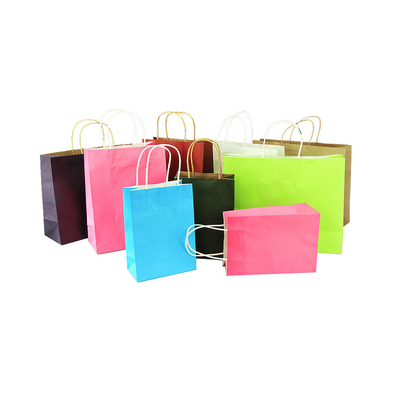 Recyclable Custom Square Logo Gift Paper Biodegradable Handle Bottom Foldable Eco-Friendly Kraft Shopping Bag