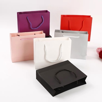 Logo Cosmetics Luxury Gift Recyclable Custom Christmas Fashion Pink Square Clothes Branded Printing Small Manufacturers Portable Paper Bag