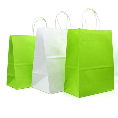 Recycled Recyclable Materials Kraft Paper Bag With Twisted Handle Grocery Shop Gift Bag With Handle
