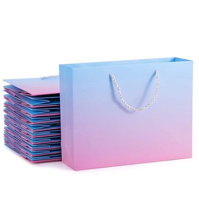 Christmas Party Recyclable Custom Branded Design Gradient Ramp Recyclable Paper Gift Bag With Your Own Logos
