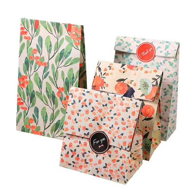 Recyclable Custom Paper Bags Small Pink Brown Sweet Logo Candy Papel Bolsas Gift Wrapping Wedding Favor Wrapping Paper Bags with Print