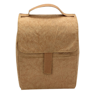 Eco Cooler Brown Paper Tyvek Lunch Bag Insulated Foldable Reusable Waterproof Insulated Freezable Custom